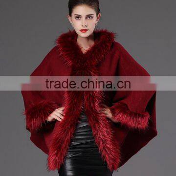 2017 autumn and winter new European and American large size knitted shawl cloak imitation mink fur fur cardigan jacket