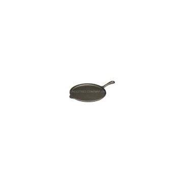 Round pre seasoned cast iron griddle, crepe pan