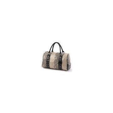 Barrel Shaped Leather Animal Print Handbags Floral Lace ,  Rivet Bag