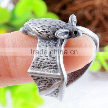 Bat Rings Animal Wrap Rings Silver Plated Jewelry Adjustable Retro Ring Resizable