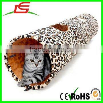 Foldable Leopard Print Plush Pet Cat Tunnel Toys