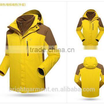 BHJ0044 yellow light trip high quanlity hardshell waterproof camping and hiking Jacket