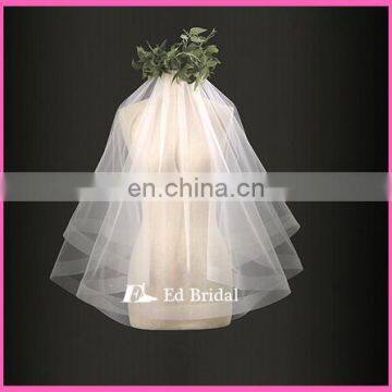 Unique Horsehair Trim One Layer Soft Tulle Fabric Short Wholesale Bridal Veil photo-2