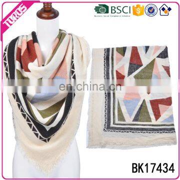 TOROS Passed BSCI test stock blanket square acrylic pattern woven fashion scarf