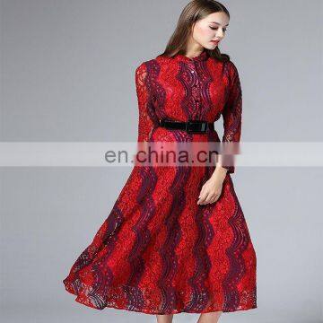 Fashion long sleeve grace lace dress for woman,good quality modern dress