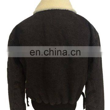 Factory OEM Padding Sherpa Collar Denim Jacket Women Wholesale photo-2