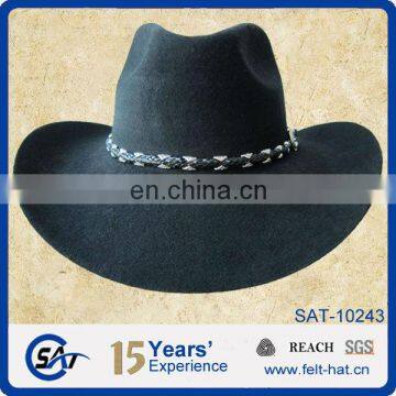 superior quality black wool felt cowboy hat for wholesale