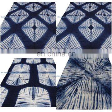 Wholesale Indian Shibori Blue Kantha Quilt Throw Cotton Indigo Natural Dyed Blanket Wholesale