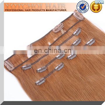 china wholesale hot sell cheap 20inch indian double drawn wefted clip in hair extension