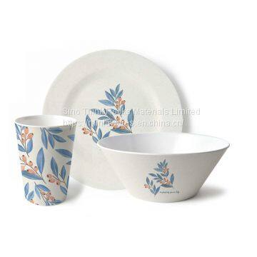Customized Pattern High Quality Plastic Plates and Bowl 3pcs Turkish Dinner Set With Cup photo-3