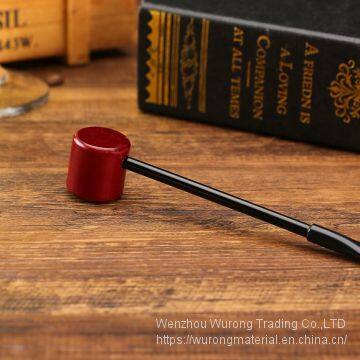 145mm Length Short Wooden Resin Long Tobacco Pipe With Mini Red Round Head and Thin Tube for Smoking photo-2
