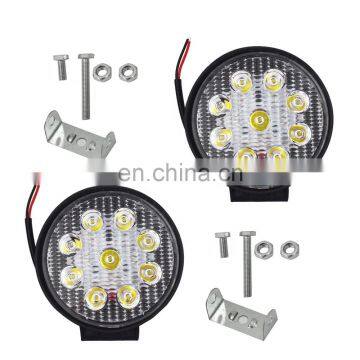 2X 4INCH 27W Round LED WORK LIGHT BAR Spot Flood OFFROAD DRIVING FOG LAMP 12V Y For Chevrolet