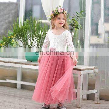 Girls Baby Dress 2020 Spring and Summer Lace Patchwork Mesh Children's Dress Childrenswear Wholesale