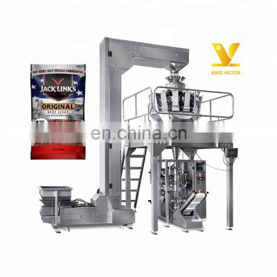 automatic weighing beef jerky packaging and sealing machine factory price