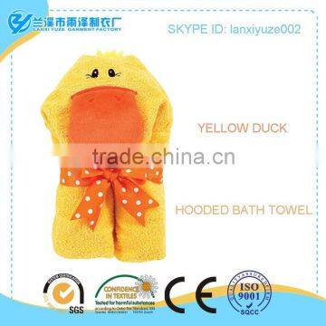 OEM yellow duck hooded bath wraps for infants