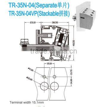 Feed Through Terminal Blocks with 15.10mm Pitch terminal block manufacturers