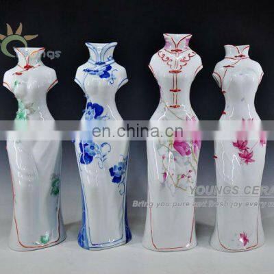 Wonderful jingdezhen hand painted beauty women shaped art porcelain vases for cheap wholesale