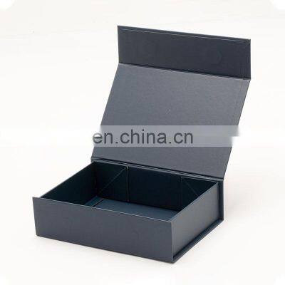 Small A6 Shallow Size Navy Blue Magnetic Flap Fold Flat Packed Present Box for Gifts photo-3