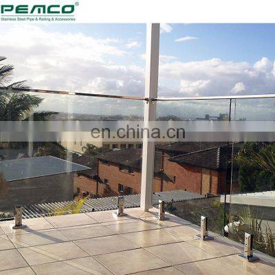 Hot Sale Home Deck Decoration Tempered Glass Railing Frameless Balcony Glass Spigot Railing