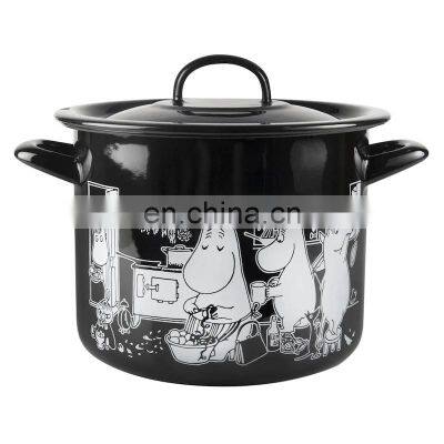 China Zhejiang Black Logo Enamel Cereal Fruit Metal Bowl With Red Rolled Rim for Home photo-5