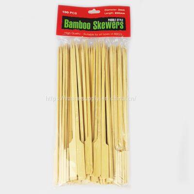 High Quality Customized Bamboo Catering Paddle Skewers sticks 6cm,9cm,12cm,15cm,18cm, 25cm