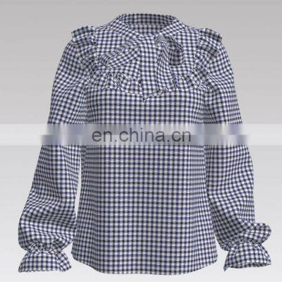 High Quality Plaid 100% Cotton Yarn Dyed Navy Check Design