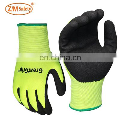 Good Grip Sandy Finish Polyester Work Safety Gloves Guante Sandy Nitrilo