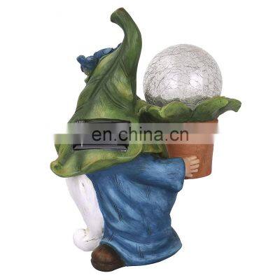 Garden Figurine Dwarf Statue Solar Powered Light Gnome Ornament Resin Waterproof Figurine Outdoor Yard Lawn Decoration photo-4