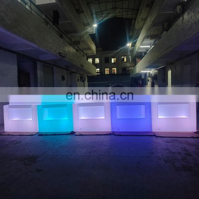 Plastic Rechargeable Waterproof Nightclub Wine Illuminated Led Bar Counter Table Haute Bar Curve Colorful Bar Furniture Set