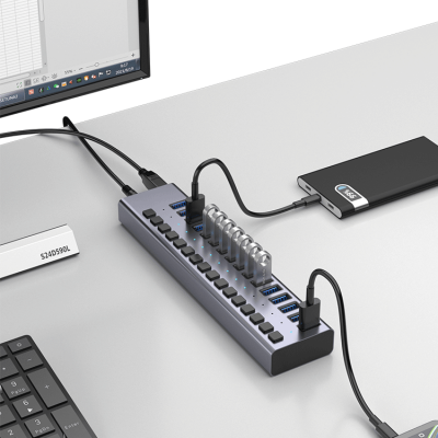 16-port USB hub with independent switch