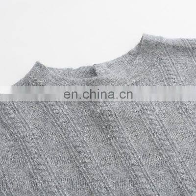 High Quality Ladies A-line Style Crew Neck Cashmere Dress Fall Winter Knee-Length With Yarn Dyed Technics photo-3