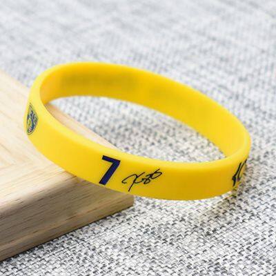 OEM Customized Segmented Debossed Ink Filled Basketball Star Signature Men's Sports Waterproof Big Stretch Silicone Bracelet photo-5