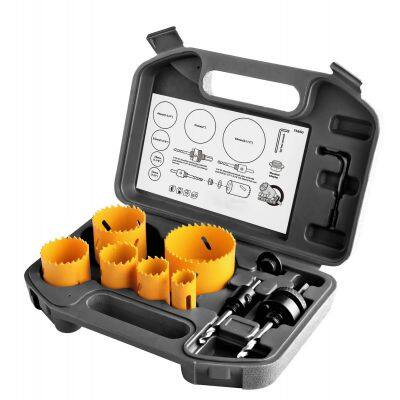 10pcs Wood and Metal Drill Hole Cutting Carbon Steel Wood Hole Saw Set Bi-Metal Hole Saw Kit @ workiotools