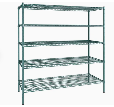 Heavy Duty Wire Shelf, Wire Shelving Freestanding Green Coated Heavy Duty Durable Steel Wire Rack Shelving
