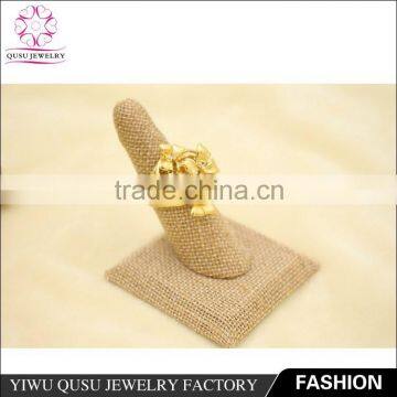 2015 Yiwu New Products Gold Plated Ring With Three Engrave Pattern Butterfly Shape photo-2