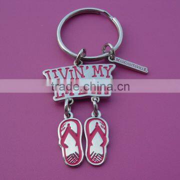 Silver slippers with custom logo metal keychain