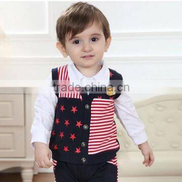 Wholesale Kids Clothes 2015 New Handsome Boy 3 PCS Set Boys Clothing Set