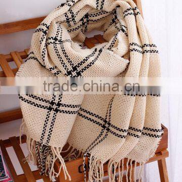 New Model Autumn Winter Long Tassel Fringe Checked Plaid Blanket Shawl photo-2