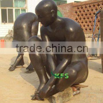 Bronze sorrow nude man sculpture