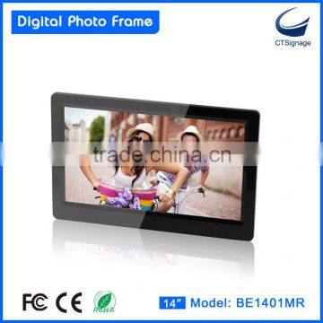 14 inch plastic bulk digital photo frame BE1401MR support photo/ music/video