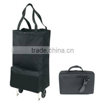 Black Foldable Rolling Polyester Tote Bag