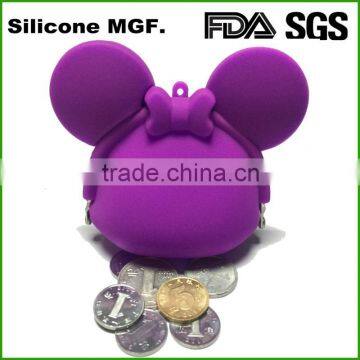 Mini key Wallet Crazy Cute Silicone Coin Purse Coin bag by Crazy mickey purple