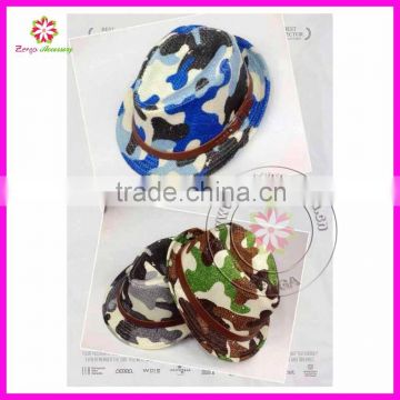 2015 Newly Design Comfortable and Suitable Handsome Baby Camo Fedora Hats Wholesale Children Hats Billycock