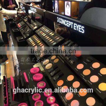 Customized 3ce Cosmetic Display,black Organic Glass Makeup Display Stand photo-2