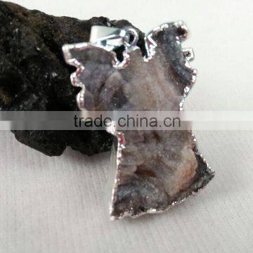 Natural Angel Shape Agate Druzy Quartz Pendant Plated Edge for Jewelry Decoration photo-4