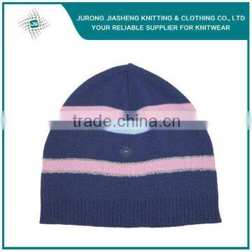 Reflective Custom Knit Striped Beanie