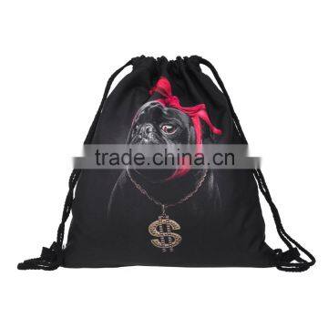 Hot Sale 3D Printed High Quality Men Drawstring Backpack Rucksack