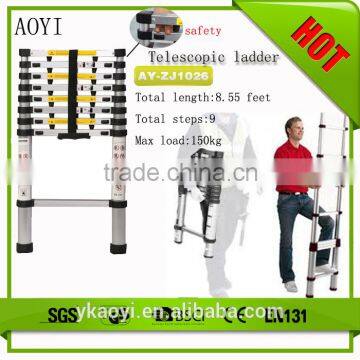 Easy carry EN131 approva 3.8m Aluminum extension ladder telescopic ladder form china suppliers