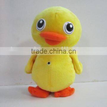 yellow walking and flapping duck