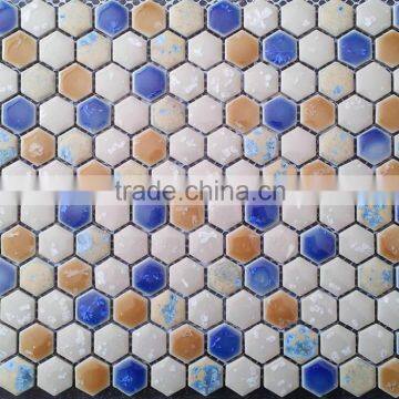 nice design blue white hexagon mosaic kiln